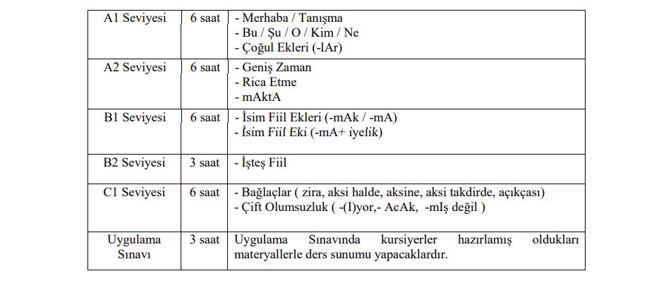yabancı dil olarak Türkçe sertifika programı